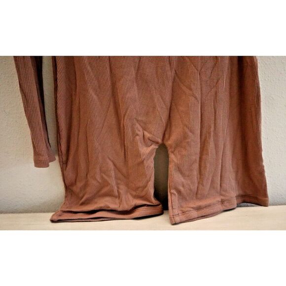 Naked Wardrobe NW-J1183 Women's Sz M Coco Brown One-Shoulder Ribbed Romper - Picture 8 of 11